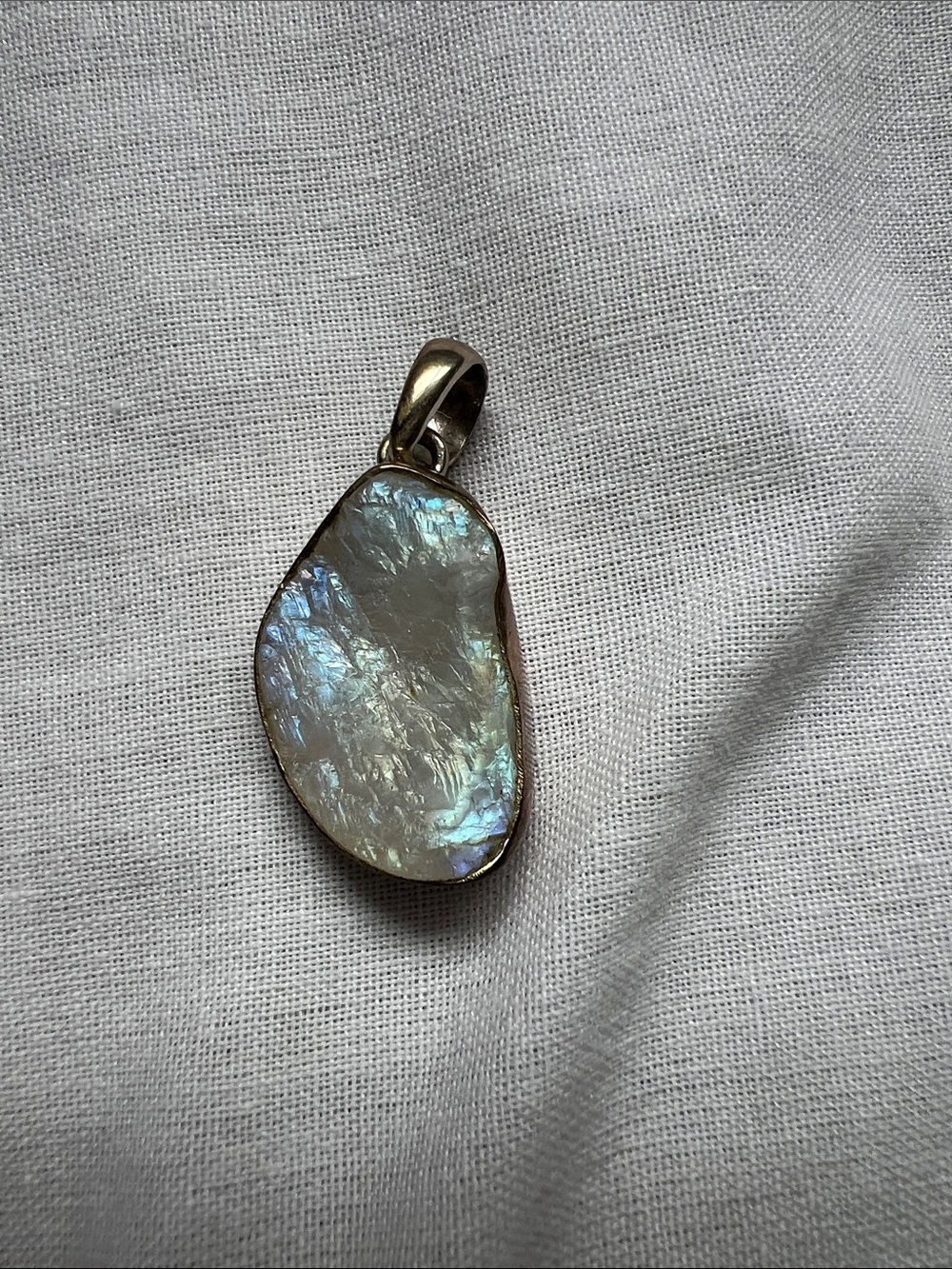 Rainbow Moonstone Rough .925 Sterling Silver Pendant